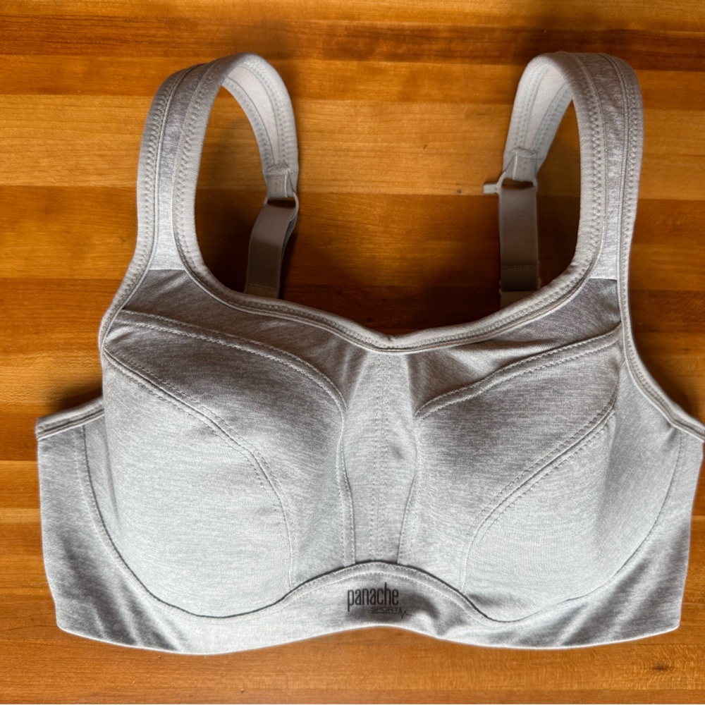 NWOT Panache Sport 5021 Underwire High Impact Grey 32E Sports Bra!